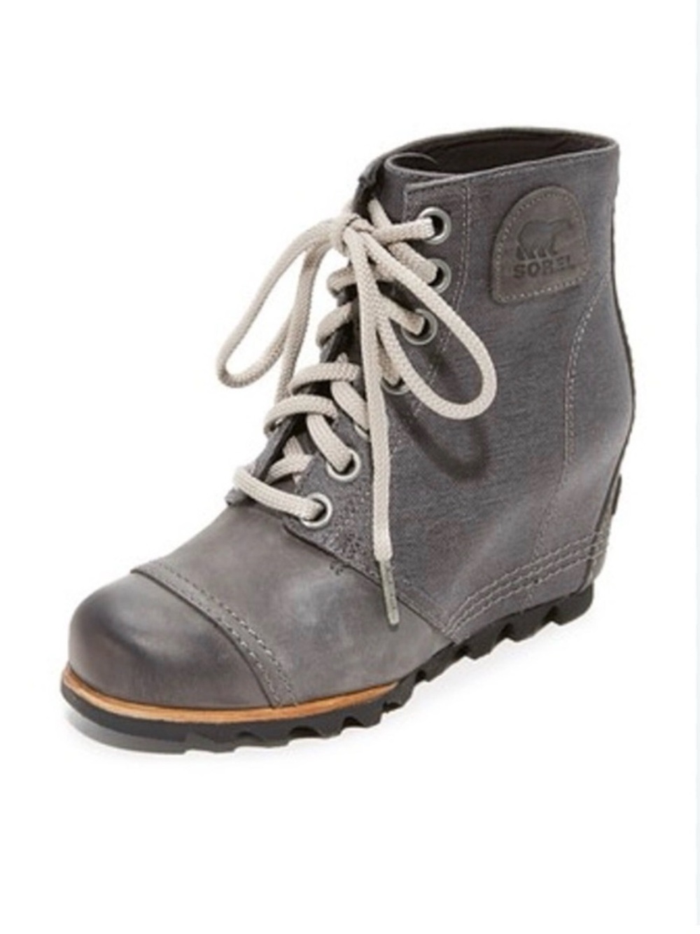 SOREL Wedge Booties Gray Waterproof Lace-Up Ankle Boots 8.5